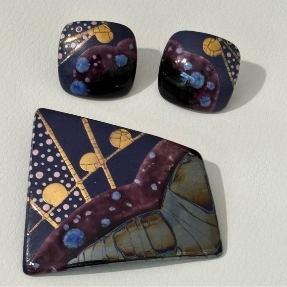 Handmade brooch and earring set #211 - Picture 5 of 9